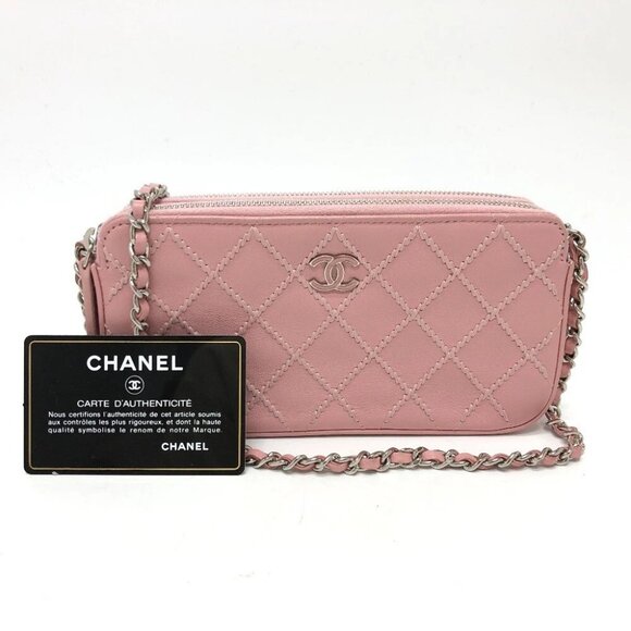 CHANEL A82527 CC CC Mark Matelasse wild stitch Chain wallet Shoulder Bag - Picture 1 of 16